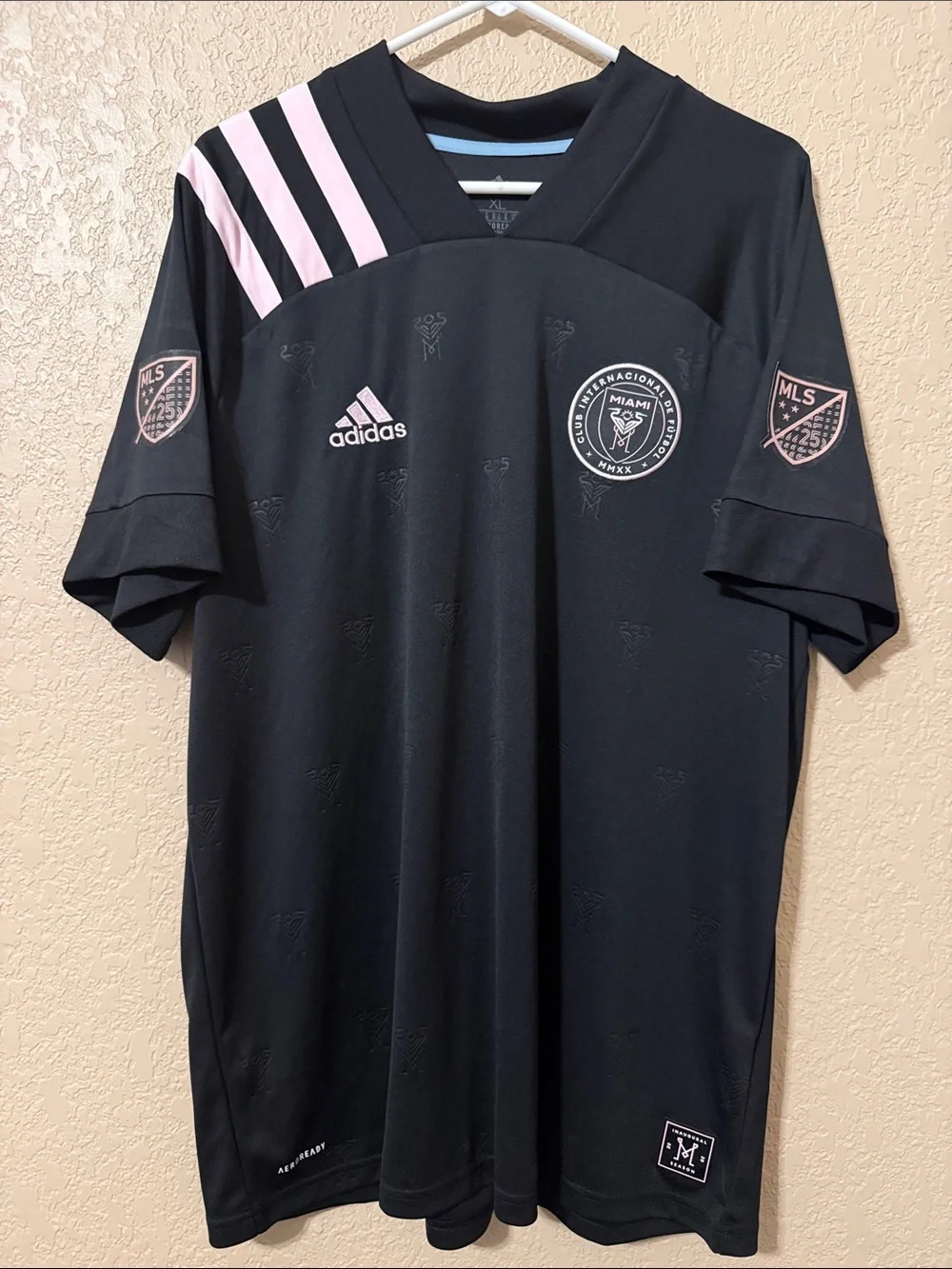 adidas Men’s Black Soccer Jersey Beckham #23 with Pink Details